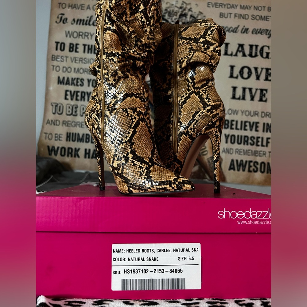 6.5 Slouch Snakeskin Heeled Boot